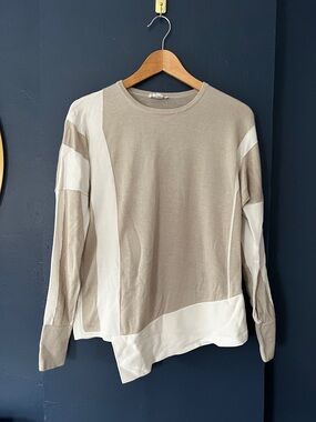 Helmut Lang Neutral Colorblock Knit Top